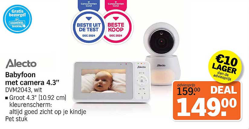 Babyfoon met camera 4.3”