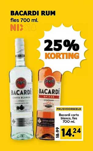 Bacardi Rum fles 700 ml.