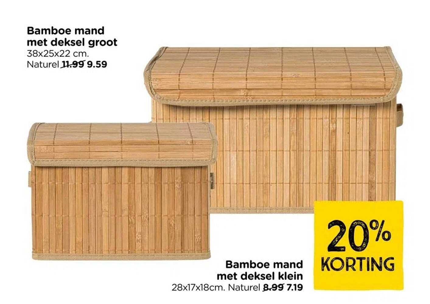 Bamboe mand met deksel groot en klein
