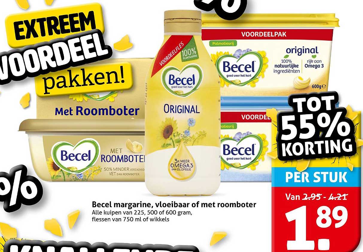 Becel margarine, vloeibaar of met roomboter