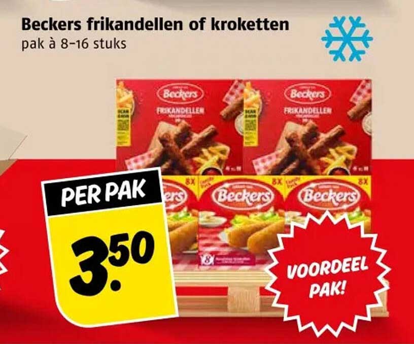 Beckers frikandellen of kroketten pak à 8-16 stuks