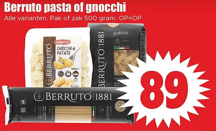 Berruto pasta of gnocchi
