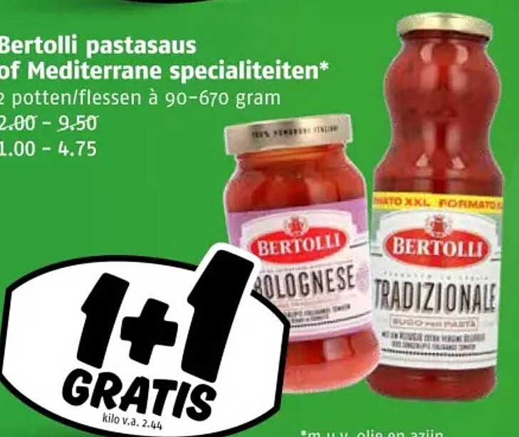 Bertolli pastasaus of Mediterrane specialiteiten
