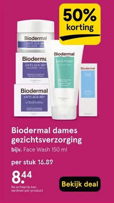 Biodermal dames gezichtsverzorging bijv. Face Wash 150 ml
