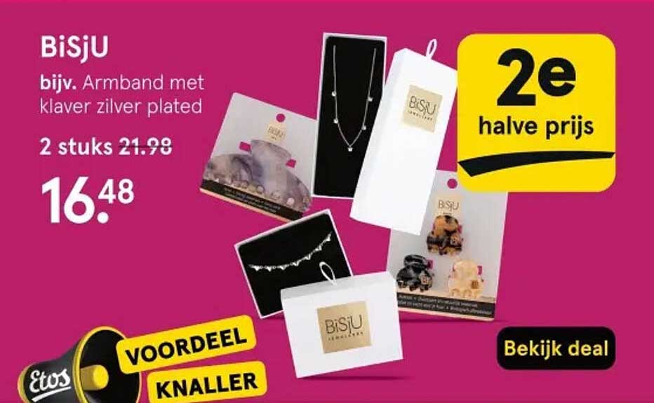 BiSjU bijv. Armband met klaver zilver plated