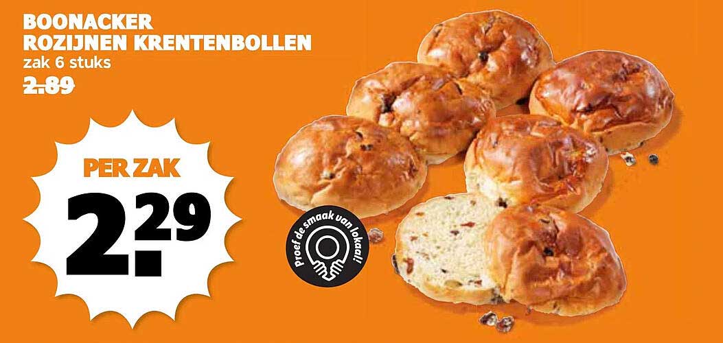 BOONACKER ROZIJNEN KRENTENBOLLEN zak 6 stuks
