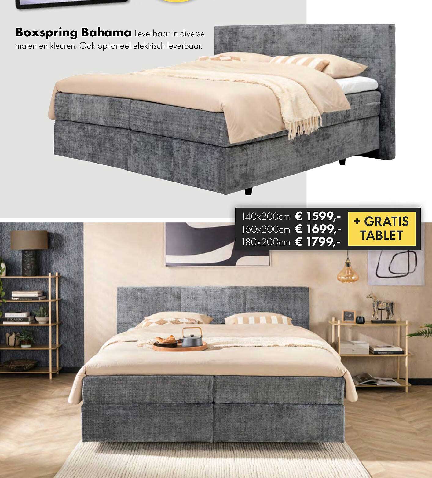 Boxspring Bahama Leverbaar in diverse maten en kleuren. Ook optioneel elektrisch leverbaar.