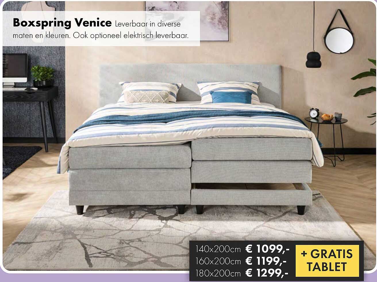 Boxspring Venice Leverbaar in diverse maten en kleuren. Ook optioneel elektrisch leverbaar.