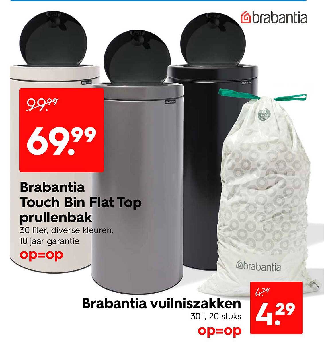 Brabantia Touch Bin Flat Top prullenbak