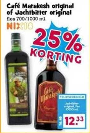 Café Marakesh original of Jachtbitter original fles 700/1000 ml.
