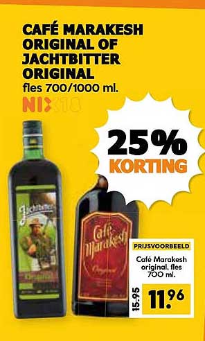 Café Marakesh Original of Jachtbitter Original fles 700/1000 ml.