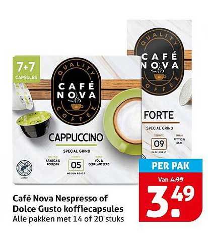 Café Nova Nespresso of Dolce Gusto koffiecapsules