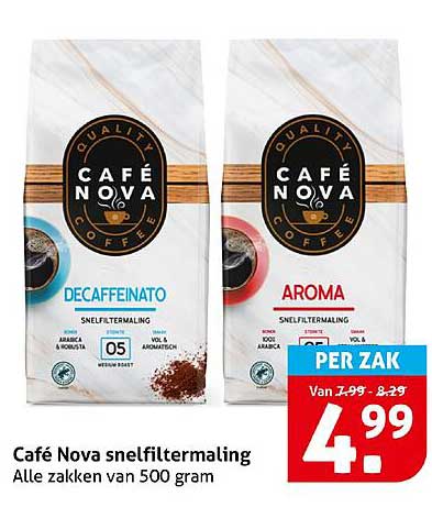 Café Nova snelfiltermaling Alle zakken van 500 gram