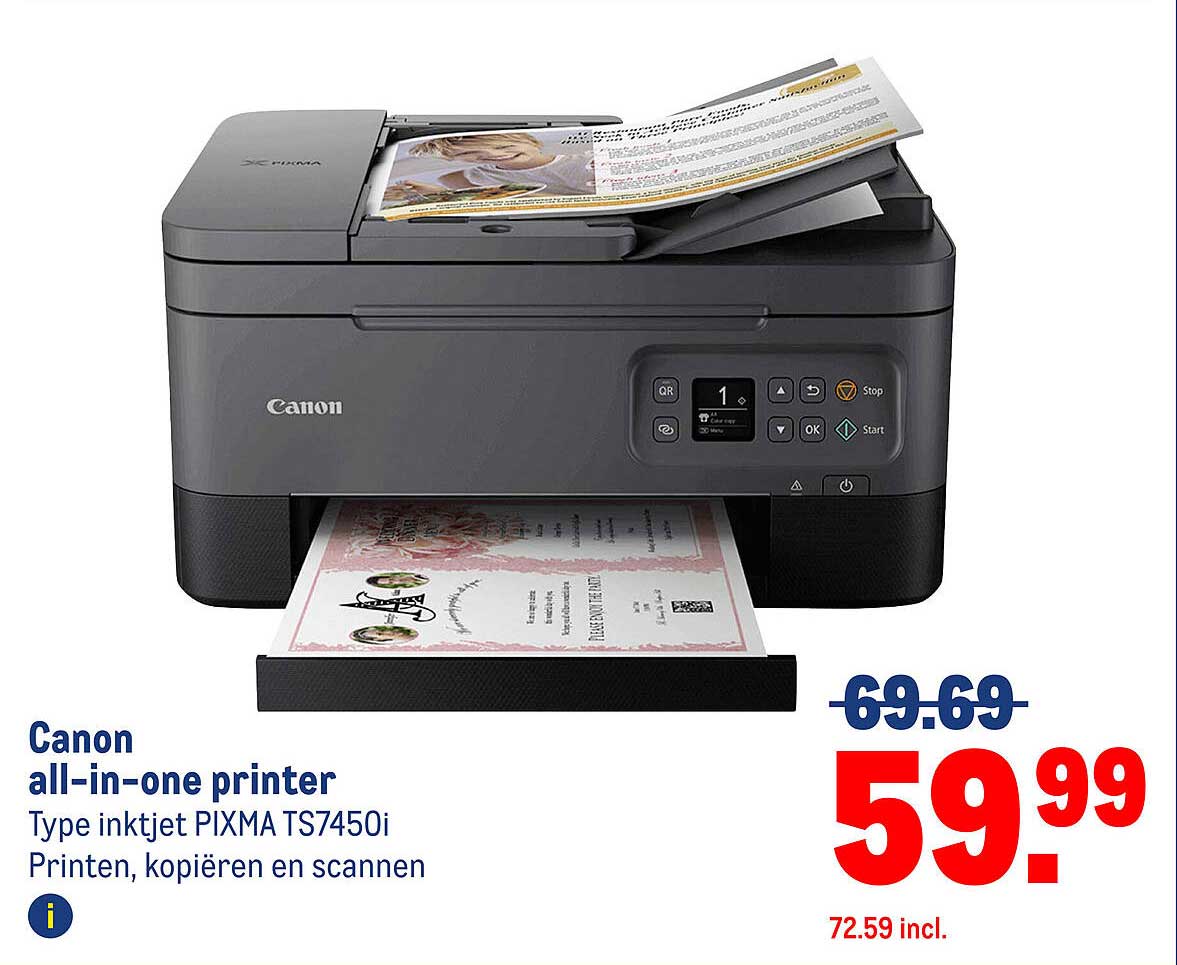Canon all-in-one printer Type inkjet PIXMA TS7450i