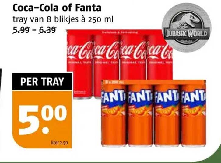 Coca-Cola of Fanta tray van 8 blikjes à 250 ml