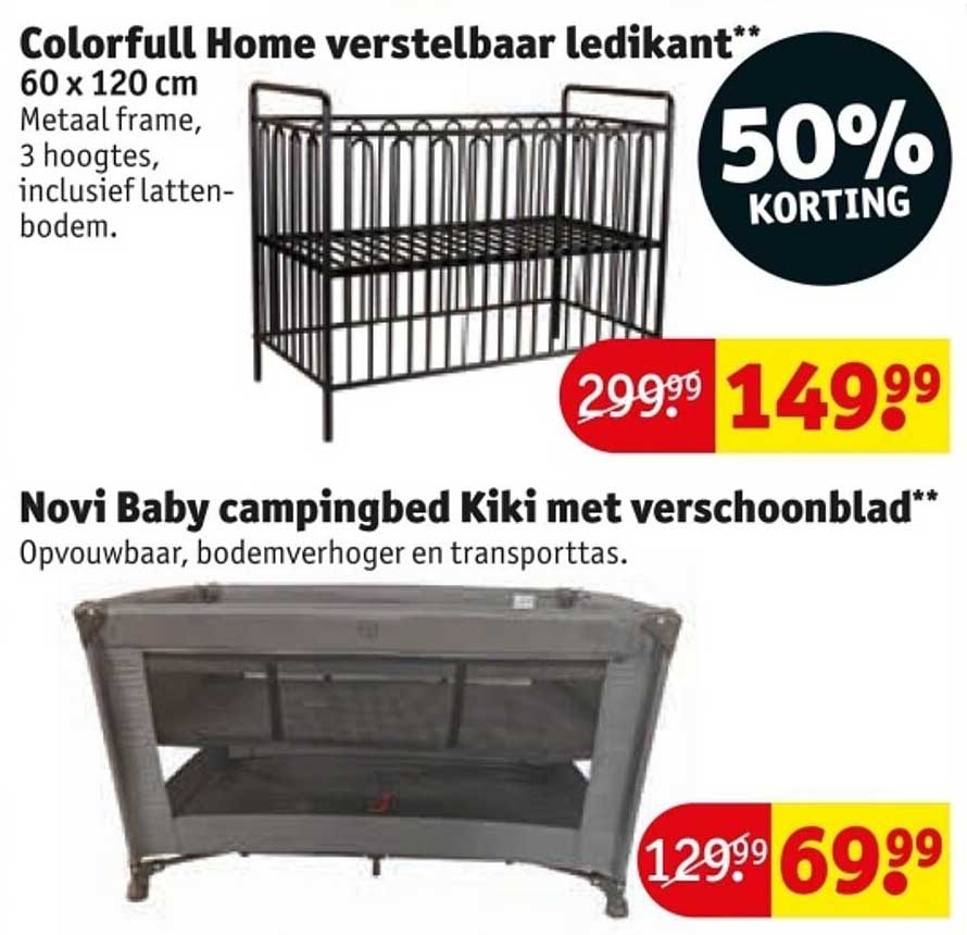 Colorfull Home verstelbaar ledikant 60 x 120 cm met 50% korting