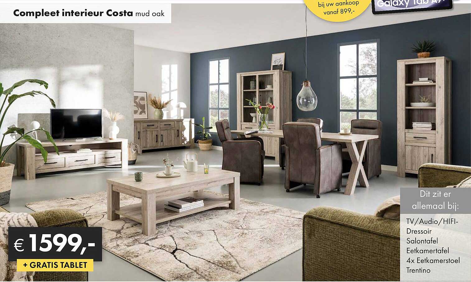 Compleet interieur Costa mud oak