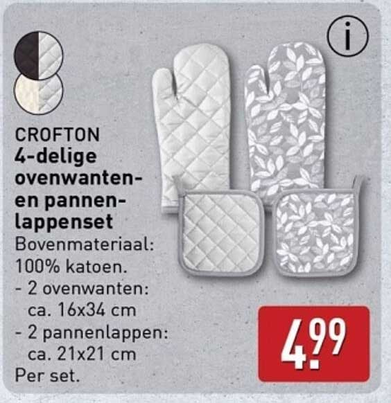 CROFTON 4-delige ovenwanten- en pannenlappen-set