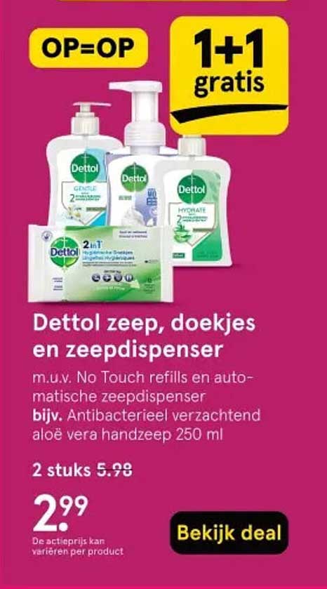 Dettol zeep, doekjes en zeepdispenser