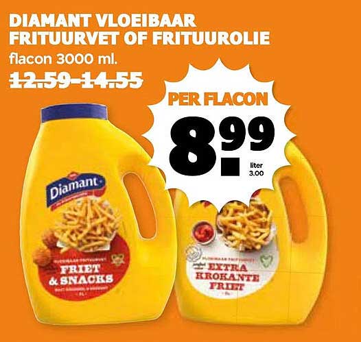 DIAMANT VLOEIBAAR FRITUURVET OF FRITUUROLIE FLACON 3000 ML
