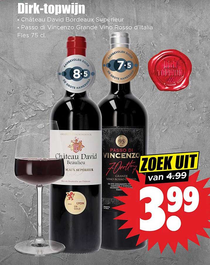 Dirk-topwijn: Château David Bordeaux Supérieur & Passo di Vincenzo Grande Vino Rosso d'Italia