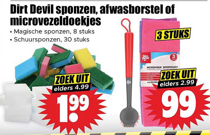 Dirt Devil sponsen, afwasborstel of microvezeldoekjes