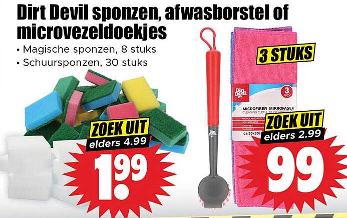 Dirt Devil sponzen, afwasborstel of microvezeldoekjes