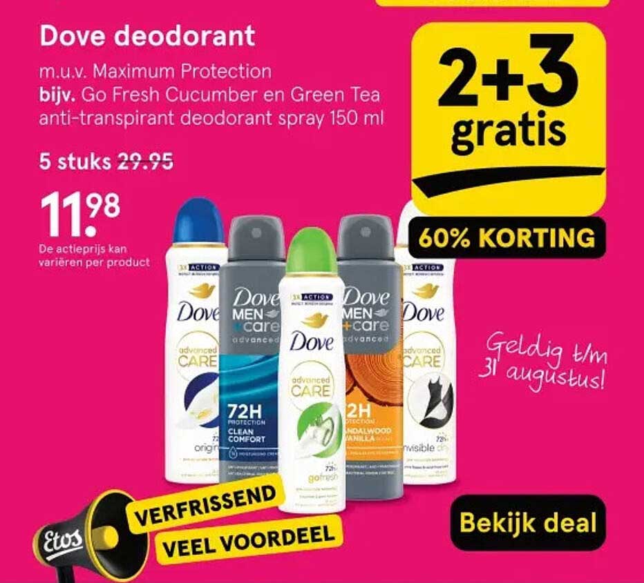 Dove deodorant m.u.v. Maximum Protection bijv. Go Fresh Cucumber en Green Tea anti-transpirant deodorant spray 150 ml