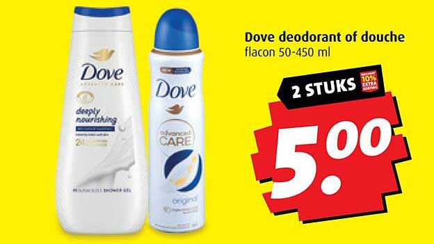 Dove deodorant of douche flacon 50-450 ml