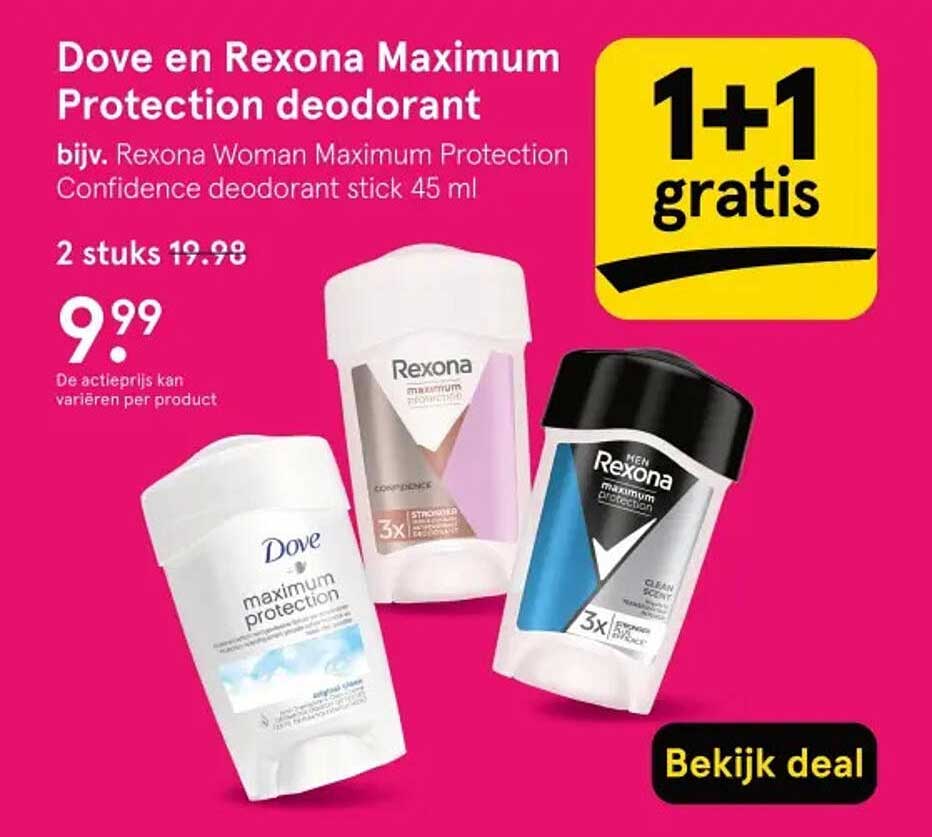 Dove en Rexona Maximum Protection deodorant
