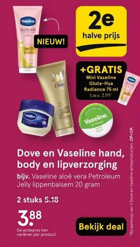 Dove en Vaseline hand, body en lipverzorging