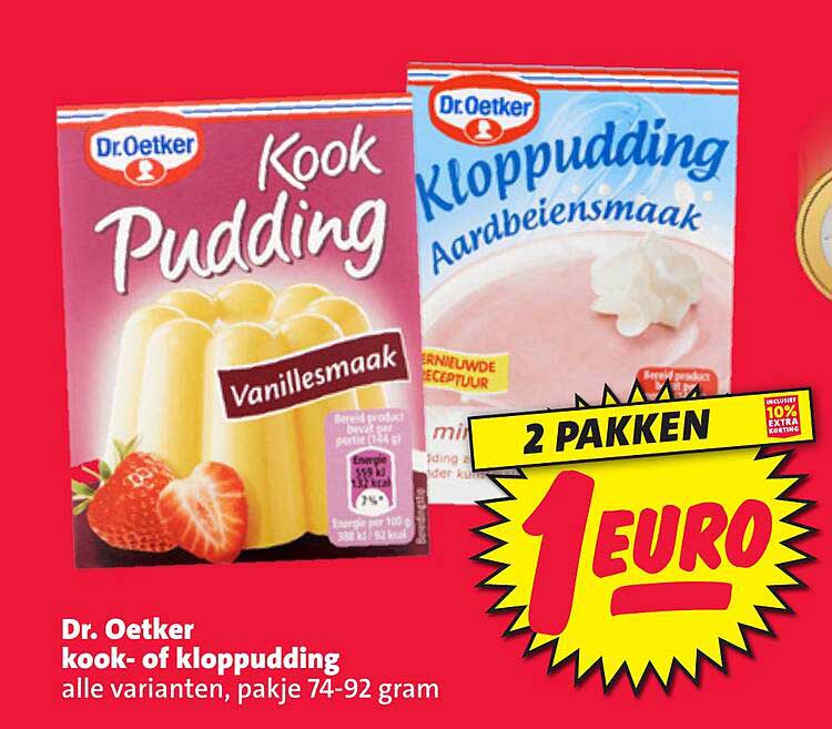 Dr. Oetker kook- of klop-pudding, alle varianten, pakje 74-92 gram