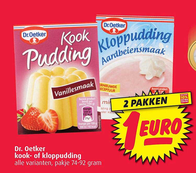 Dr. Oetker kook- of kloppudding alle varianten, pakje 74-92 gram