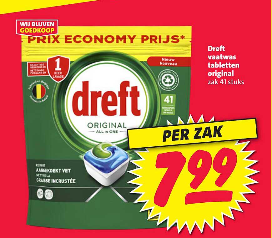 Dreft vaatwas tabletten original zak 41 stuks