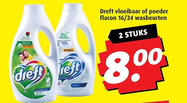 Dreft vloeibaar of poeder flacon 16/24 wasbeurten