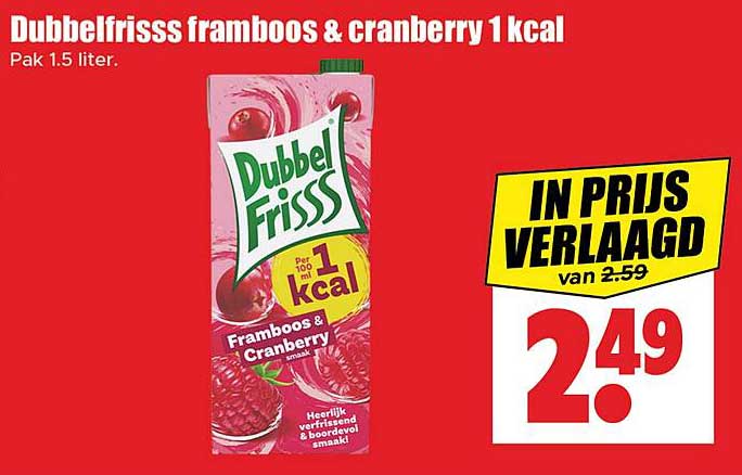 Dubbelfrisss framboos & cranberry 1 kcal