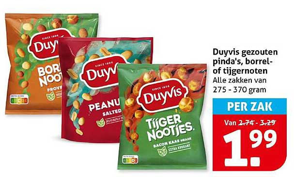 Duyvis gezouten pinda's, borrel- of tijgernoten