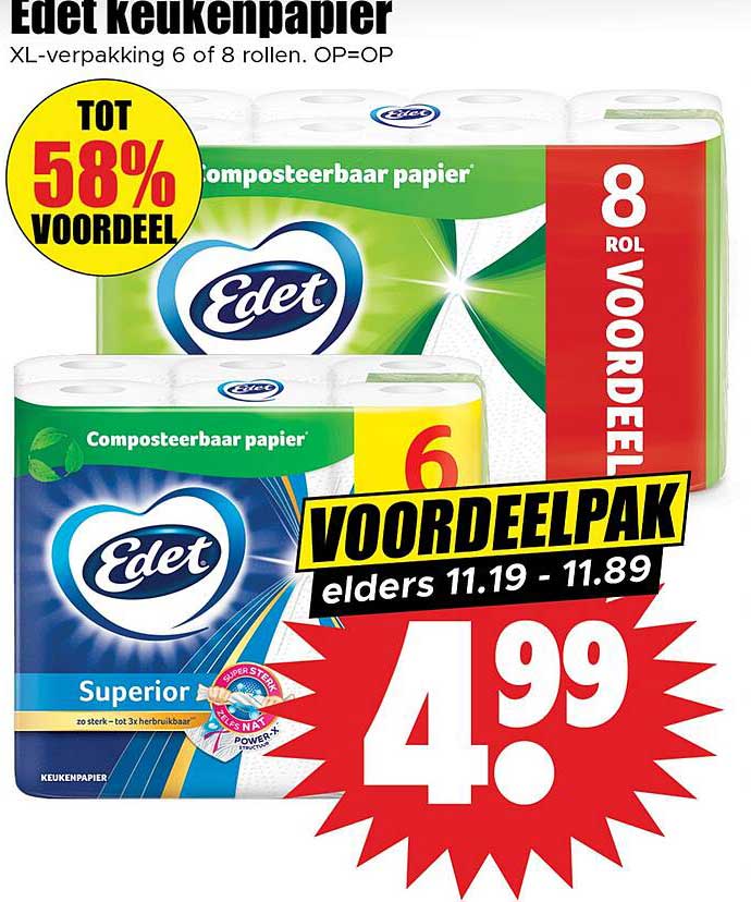Edet Keukenpapier XL-verpakking 6 of 8 rollen