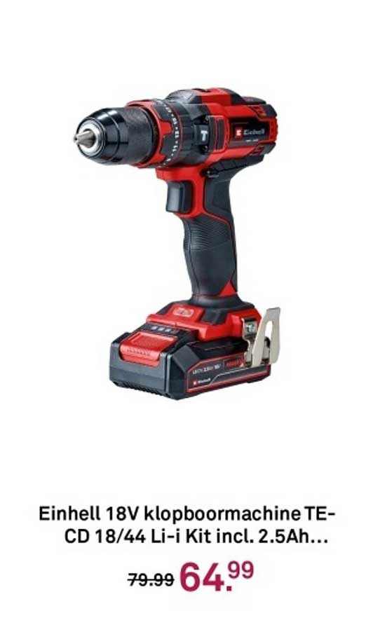 Einhell 18V klopboormachine TE-CD 18/44 Li-i Kit incl. 2.5Ah...