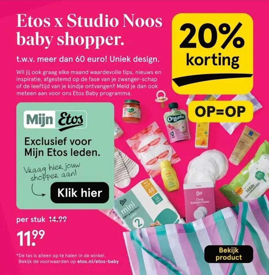 Etos x Studio Noos baby shopper.