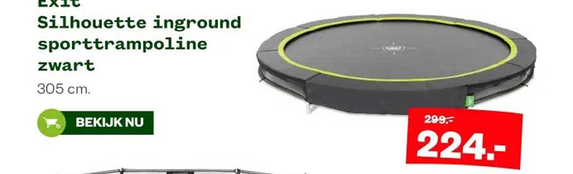 Exit Silhouette inground sportrampoline zwart 305 cm.