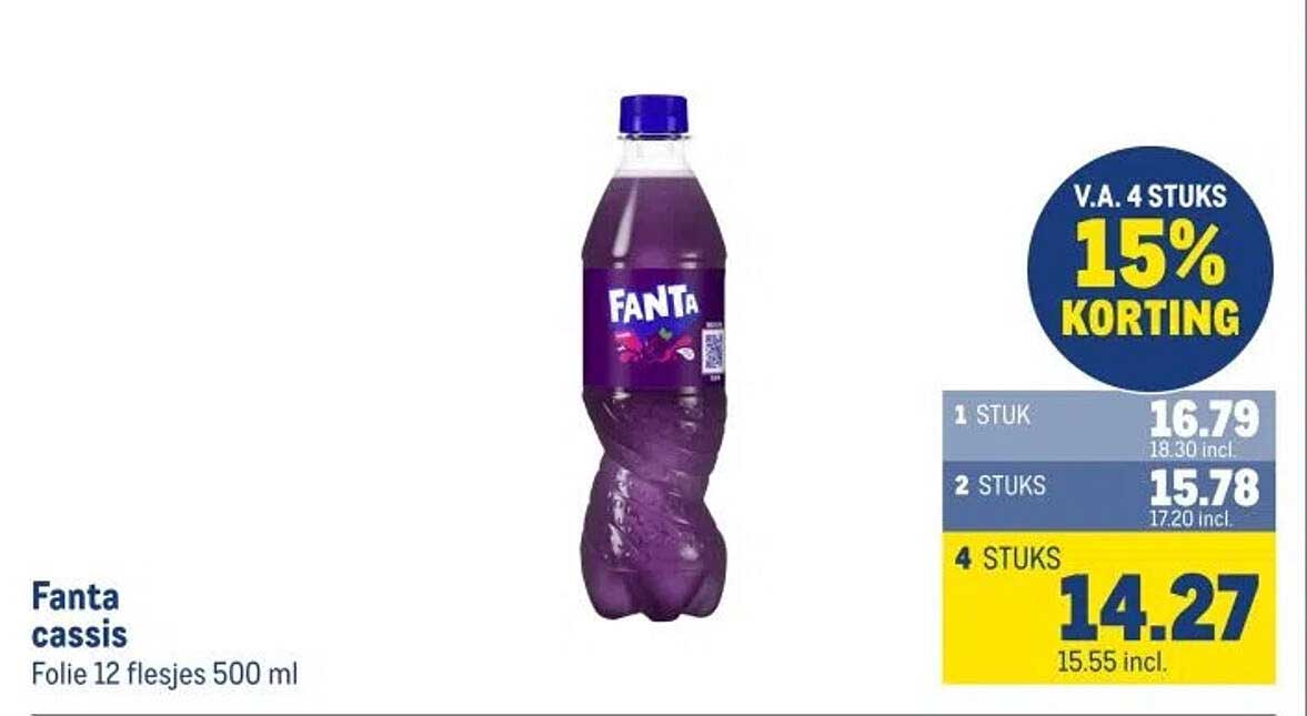 Fanta cassis Folie 12 flesjes 500 ml