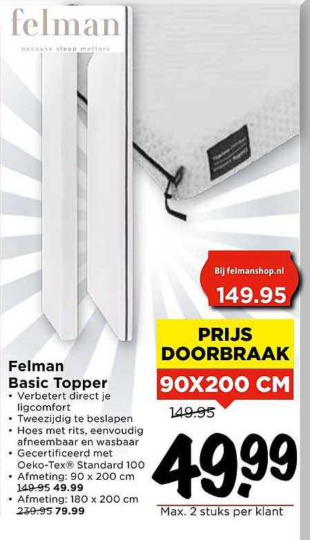 Felman Basic Topper 90x200 CM