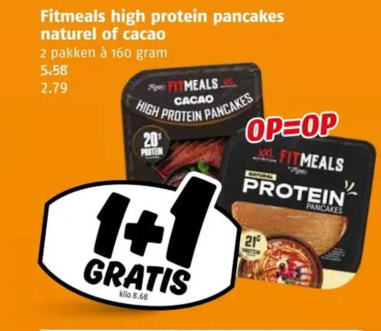 Fitmeals high protein pancakes naturel of cacao