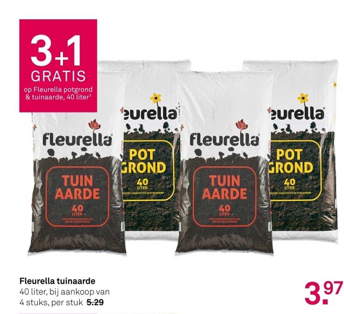 Fleurella tuinaarde 40 liter, bij aankoop van 4 stuks, per stuk 5.29