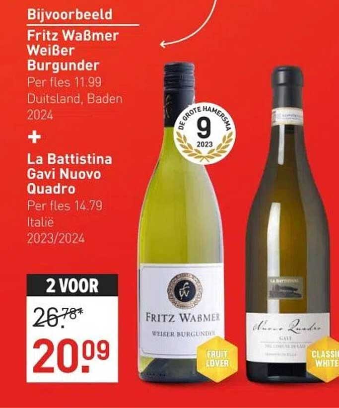Fritz Waßmer Weißer Burgunder + La Battistina Gavi Nuovo Quadro