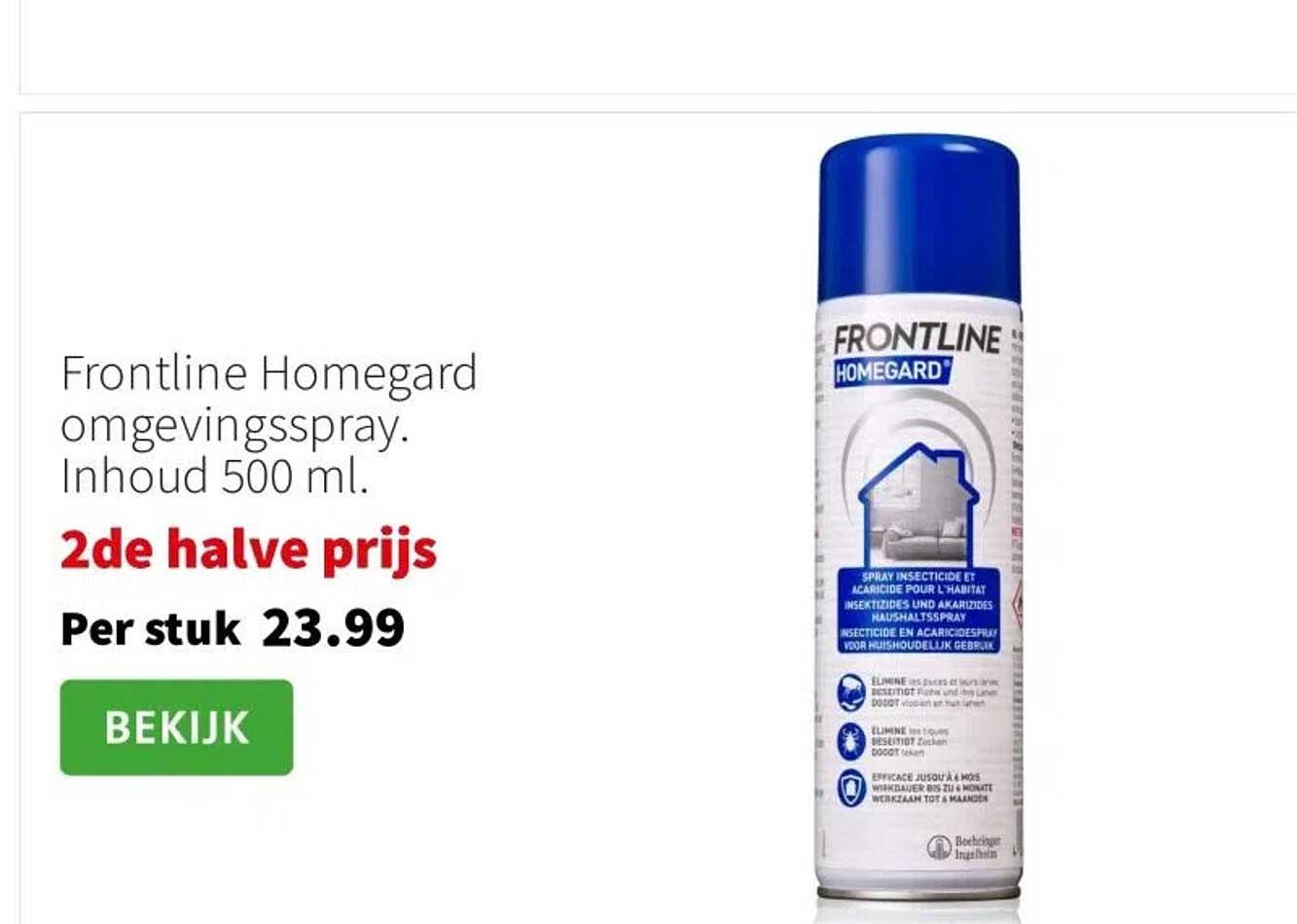 Frontline Homegard omgevingsspray. Inhoud 500 ml.