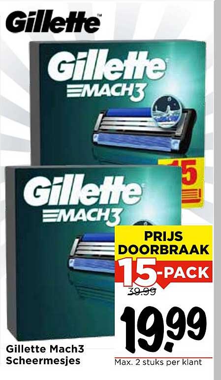 Gillette Mach3 Scheermesjes 15-Pack