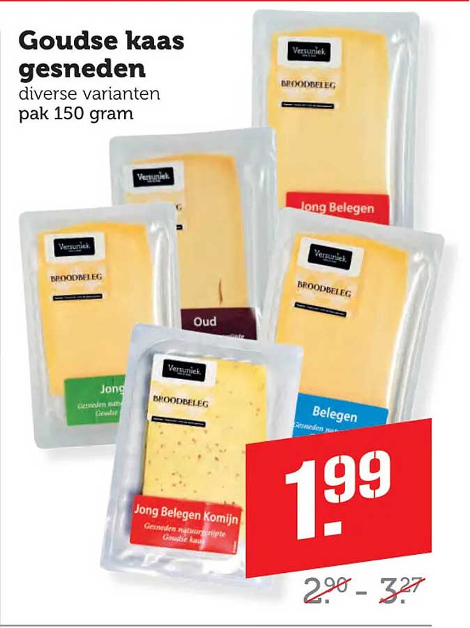 Goudse kaas gesneden diverse varianten pak 150 gram