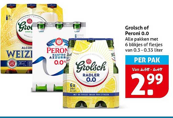Grolsch of Peroni 0.0